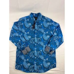 Cremieux Men's Preppy Hipster Button Down LT Long Sleeve Blue Paisley NWT $89
